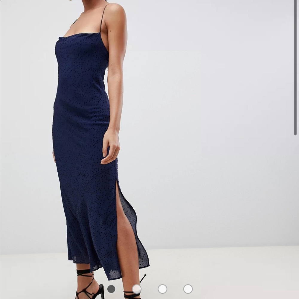 Finders navy maxi polka dot dress